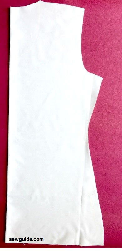folded fabric cut for the bodice pattern