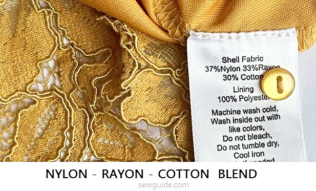 fabric care label of a blended fabric
