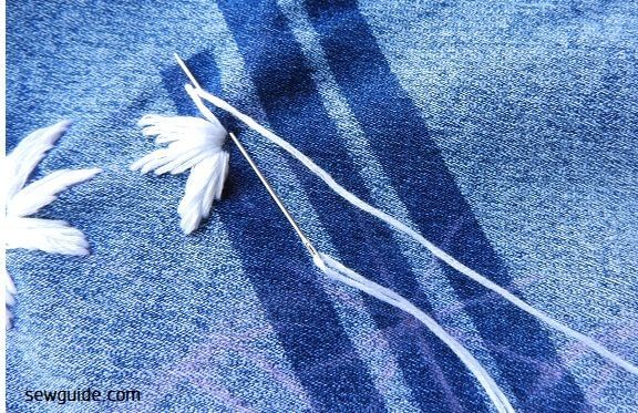 flower embroidery on denim
