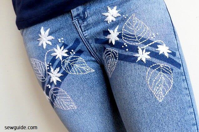 Simple white work done on jeans