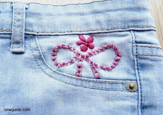 Embroidery done on top of a pocket