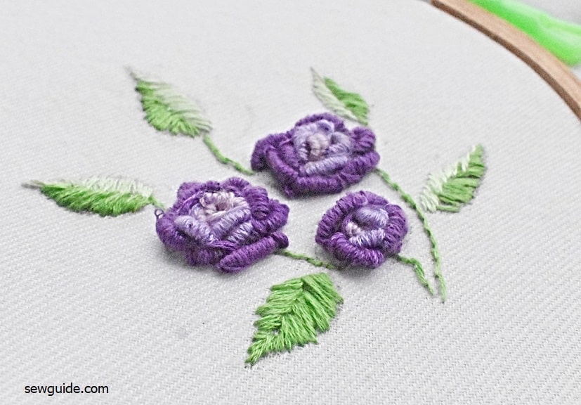 bullion stitch flowers