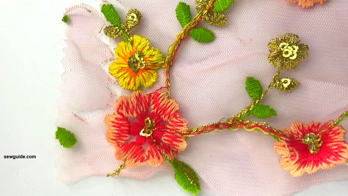 net fabric with embroidery