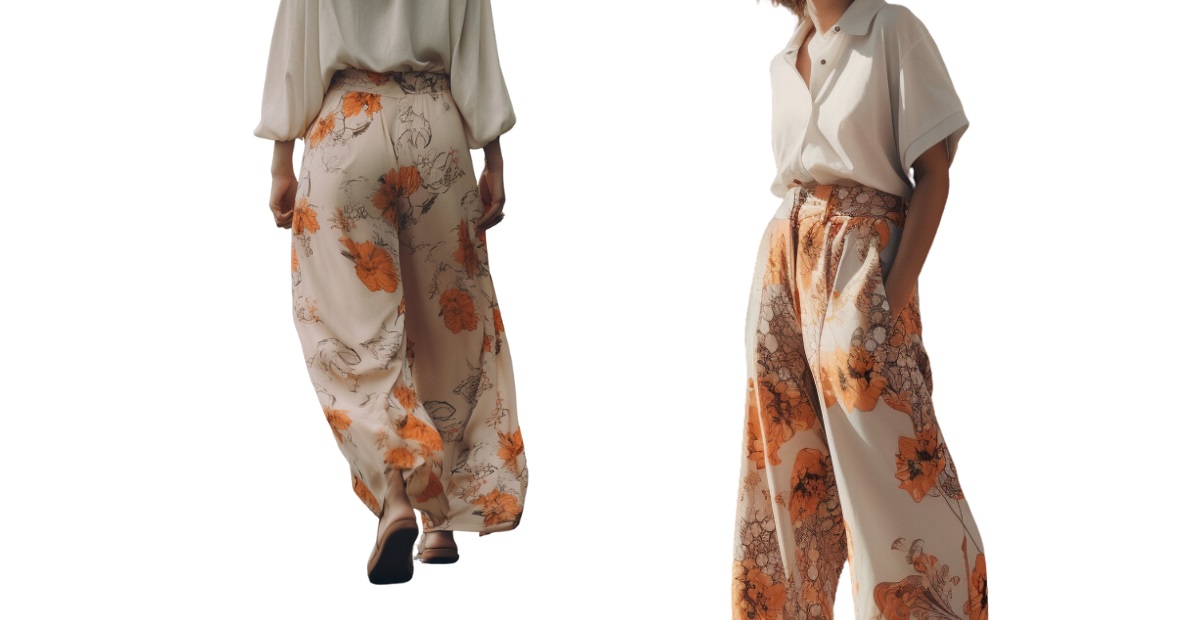 flowy casual pants with floral prints