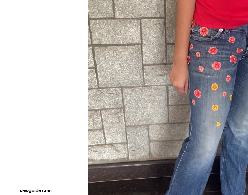 jeans with floral embroidery