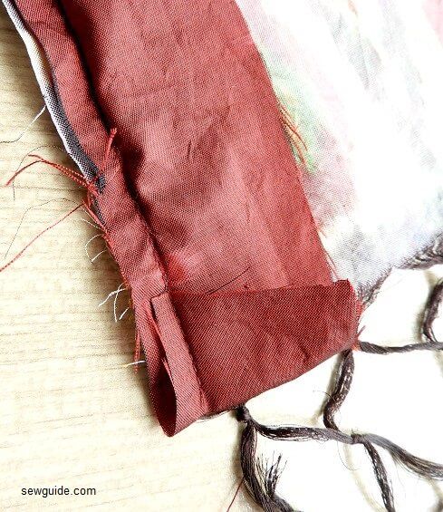 Fold the edge up as you sew