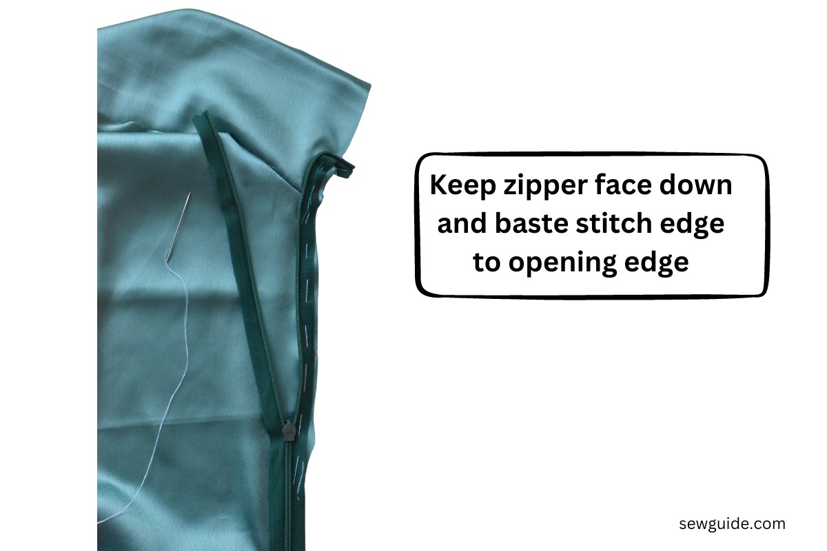 zipper face down