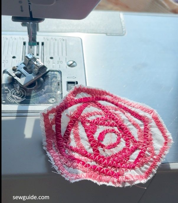 ribbon couching rose flower embroidery