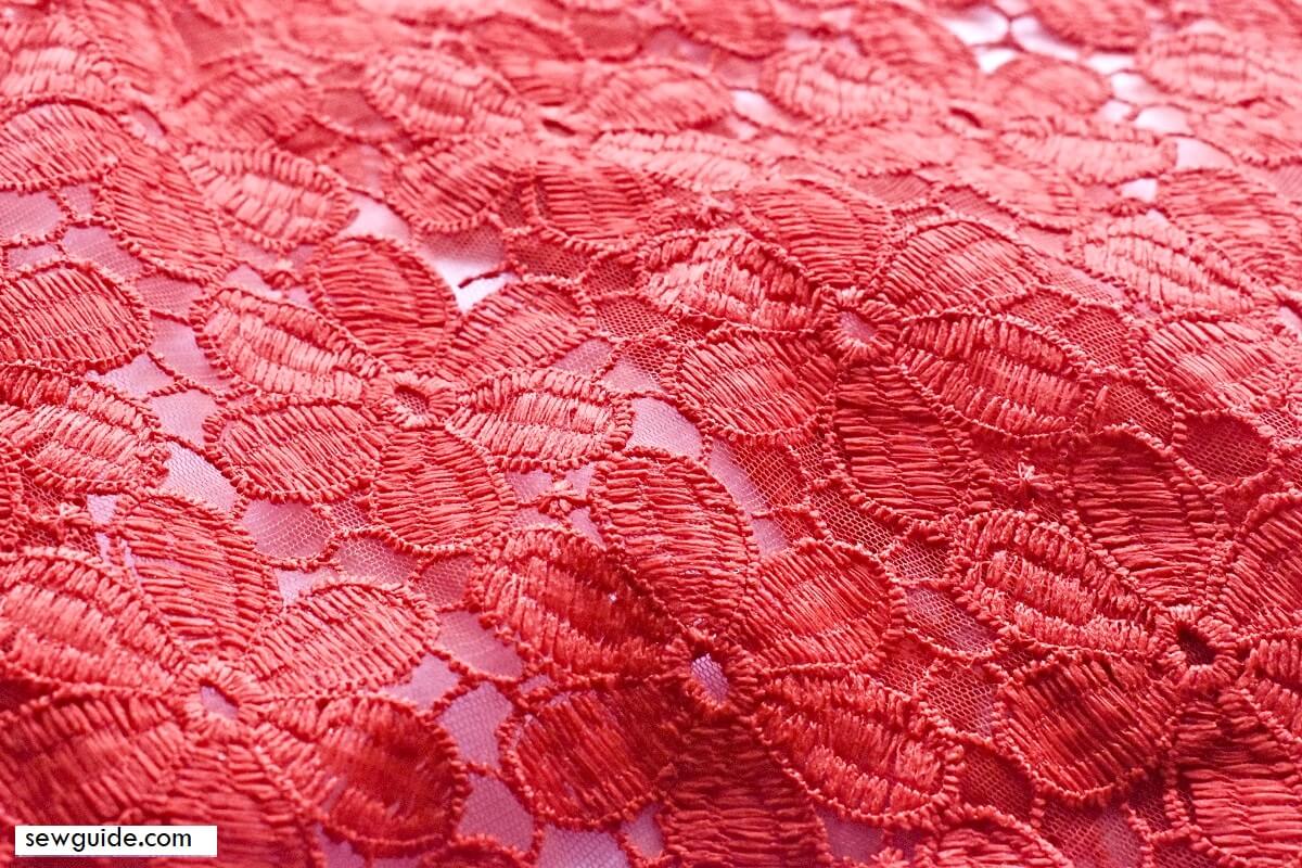 machine embroidered net fabric