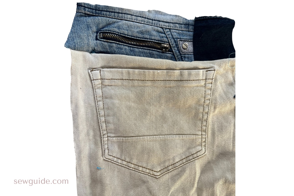 different shades of jeans used to make the skirt