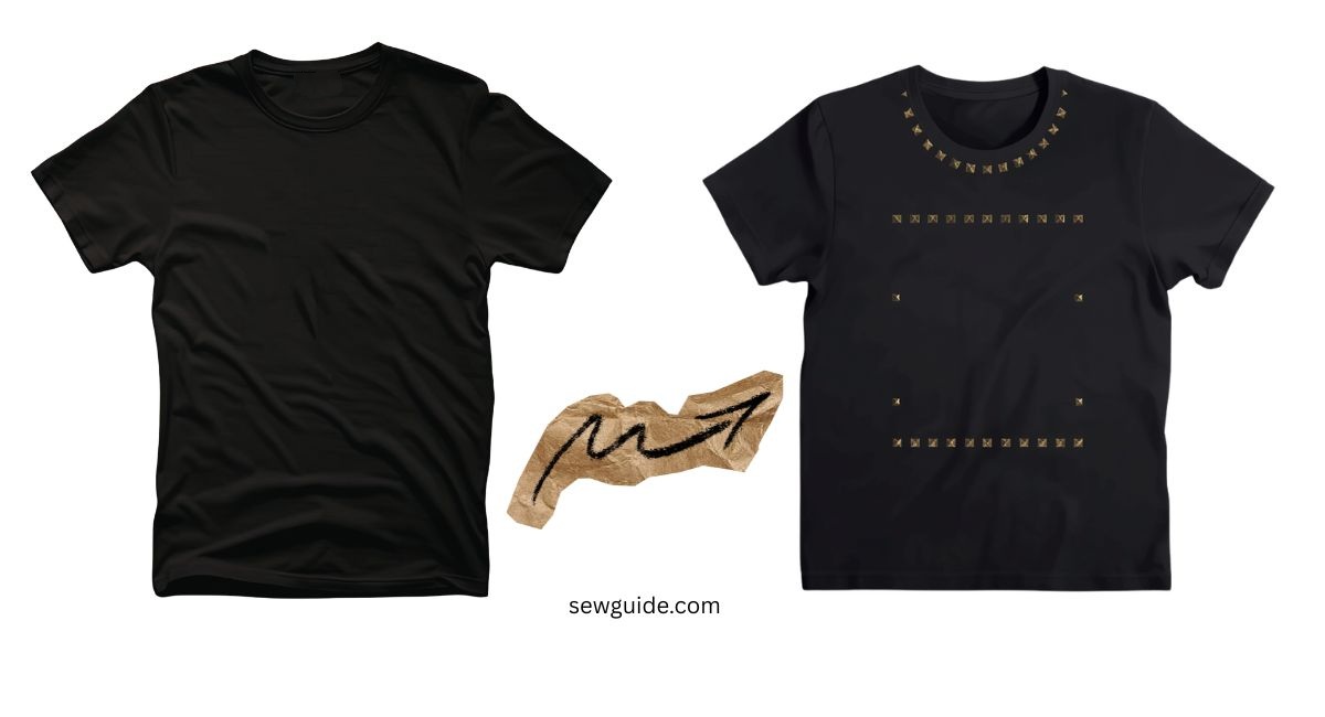 two t shirts -one without studs and one with studs