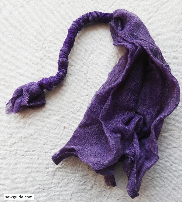 Finished fabric dyed using tie-dye techniques