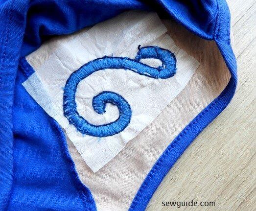 the back of the embroidery