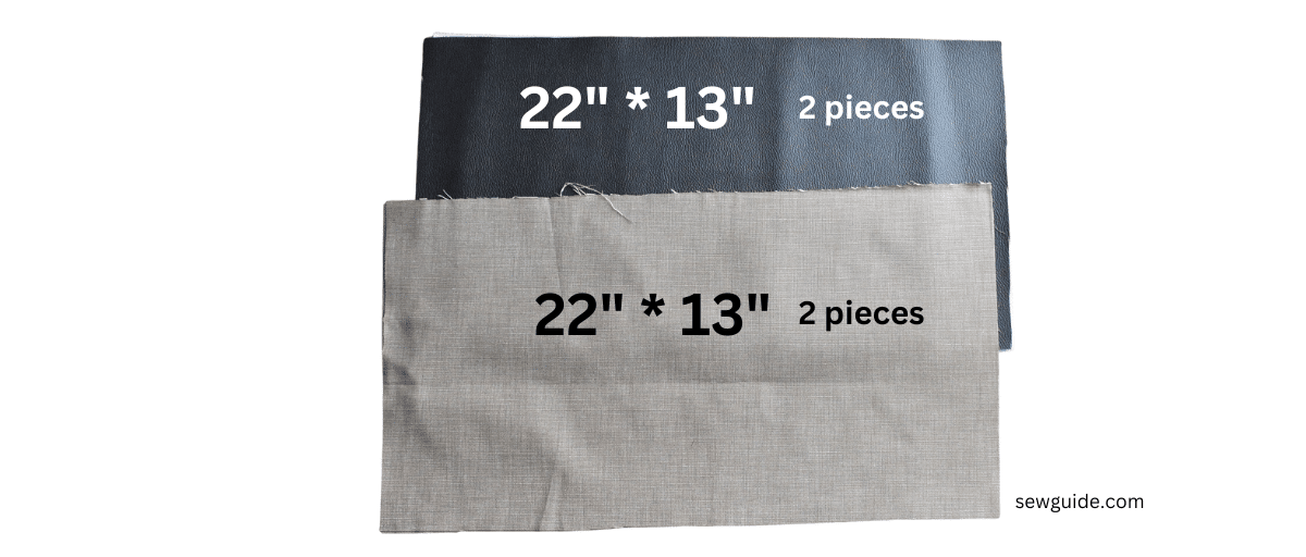two fabric pieces each for outer and lining bag