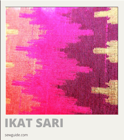 Indian sari featuring ikat patterns