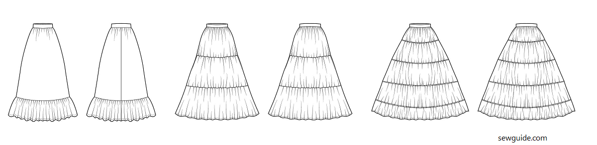 different types of tiered skirts